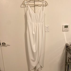 BHLDN Caron V-Neck Crepe Dress in Ivory, Size 4